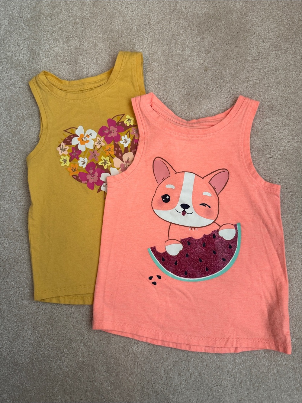 Cat & Jack girls 2T Vibrant graphic Tank Tops - lot of 2